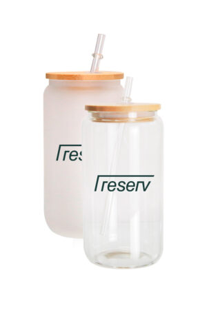 16 oz Glass Tumbler w/ Straw